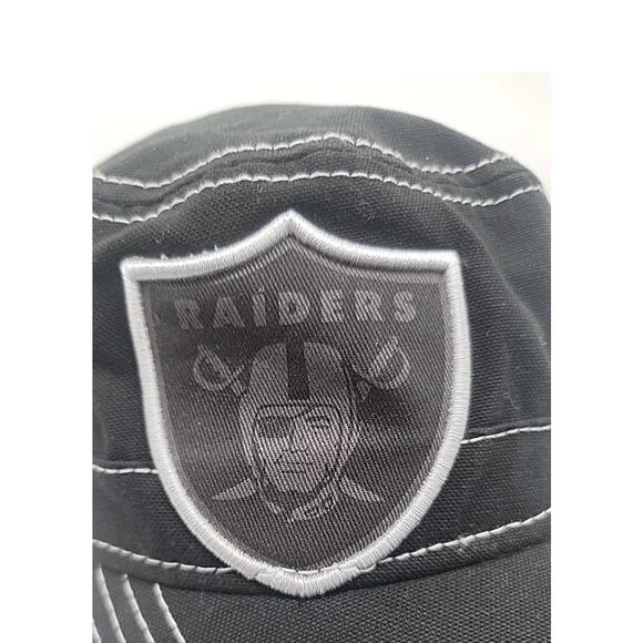 Womens Las Vegas Raiders Adjustable Military Cadet Hat Cap Black shield patch - Picture 3 of 5